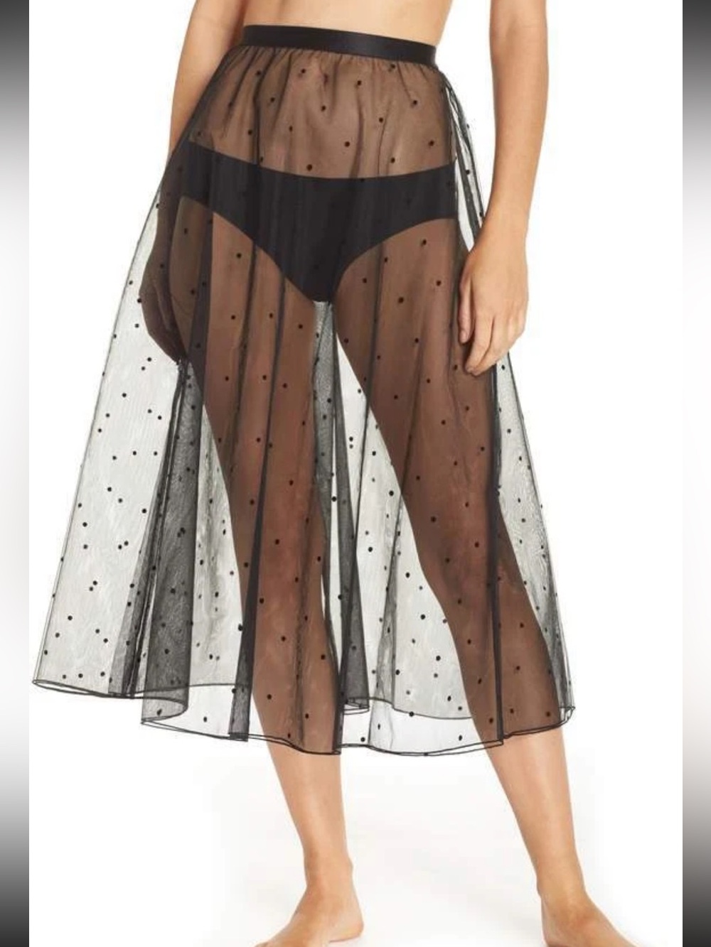 Halogen Black Sheer Polka Dot Tulle Whimsygoth Skirt XS